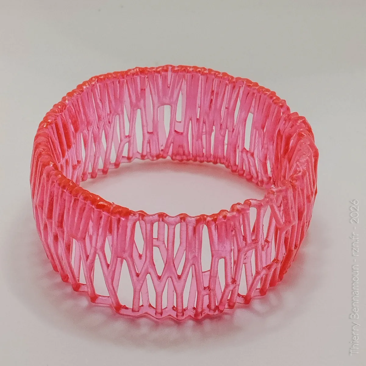 Bracelet Voronoi Résine Orange translucide – Taille 68 (Pièce unique)