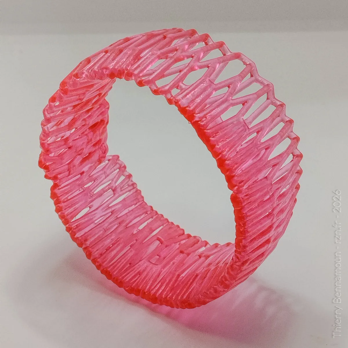 Bracelet Voronoi Résine Orange translucide – Taille 68 (Pièce unique) – Image 2